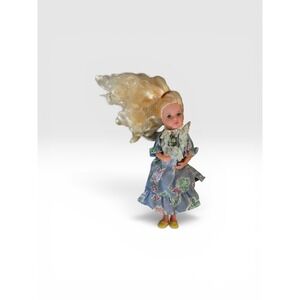 Vintage 1983 Creata Flower Girl Doll Blonde Green Eyes Floral Dress 7 Inch